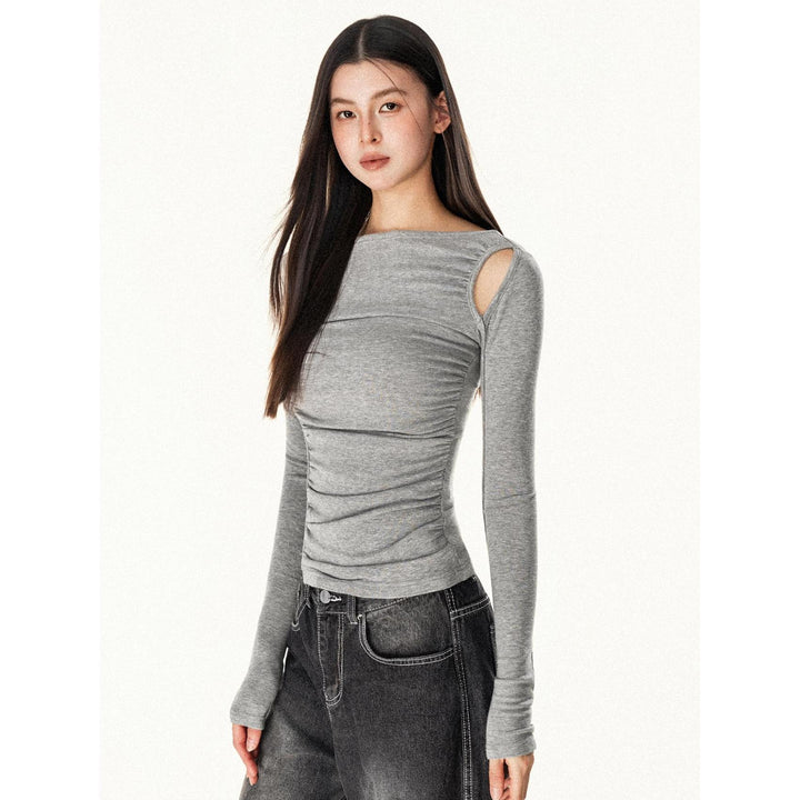 Women's fitted long-sleeve shirt with asymmetrical neckline Chic & Stil