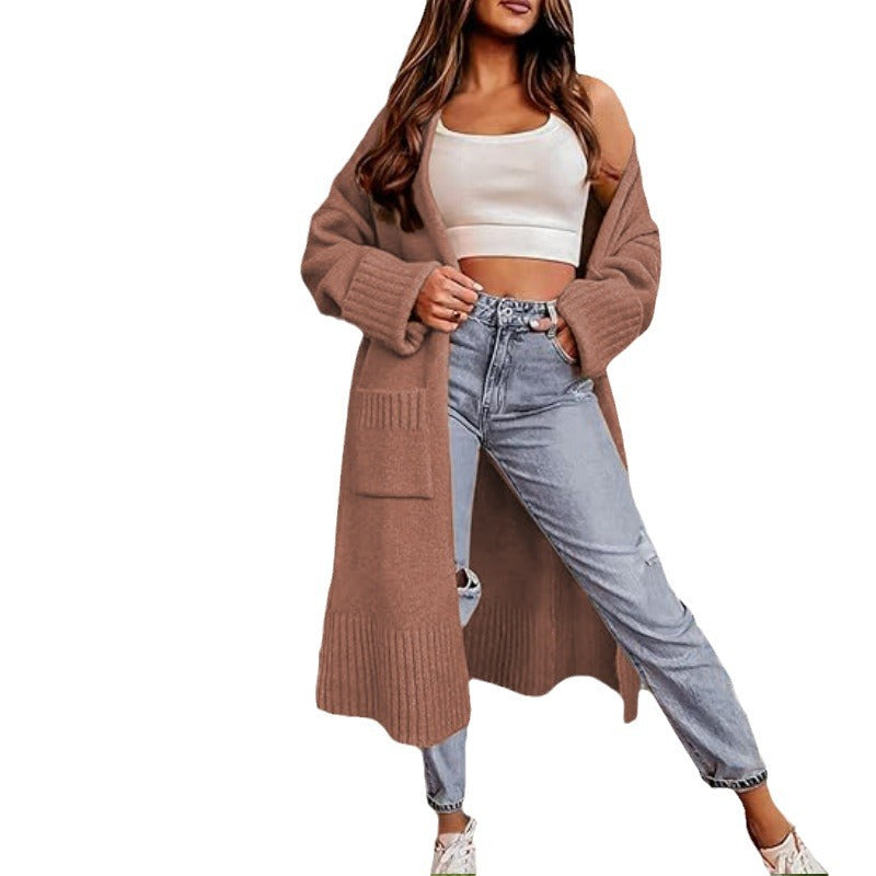 Ladies Long Sweater cardigan with deep pockets and elegant structure Lune London