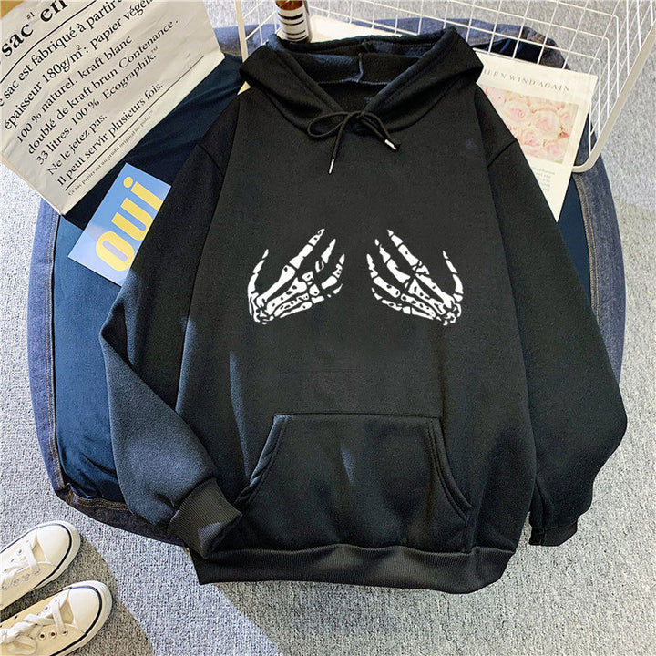 Women's hoodie with creative skeleton design Chic & Stil