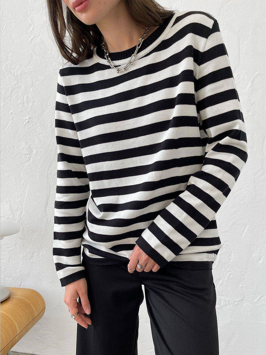 Casual knit pullover for women with striped pattern and loose fit Lune London