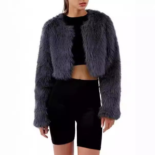 Ladies Short Plush Open Cut Jacket Lune London