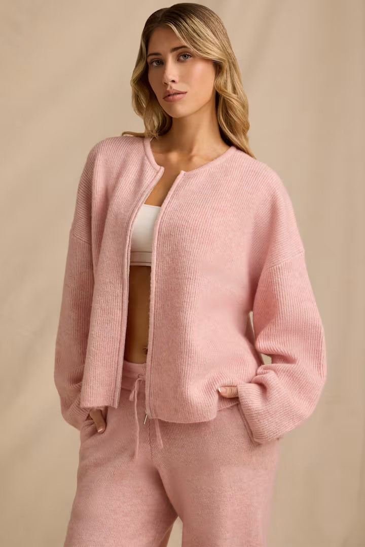 Ladies luxurious knit jacket with full zip Lune London