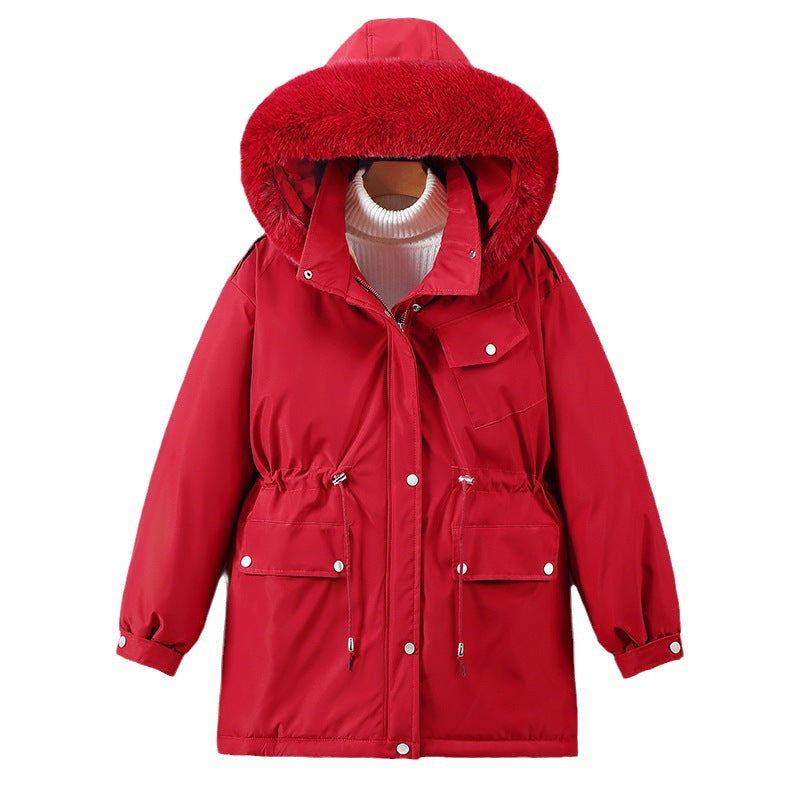 Ladies Insulated Winter Jacket with Removable Faux Fur Collar and Large Pockets Lune London
