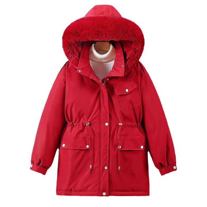 Ladies Insulated Winter Jacket with Removable Faux Fur Collar and Large Pockets Lune London