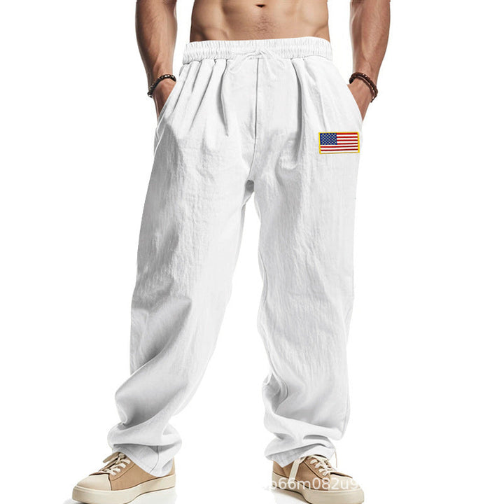 Men's Comfortable Leisure Pants with Elastic Waistband and Usa Flag Application Lune London