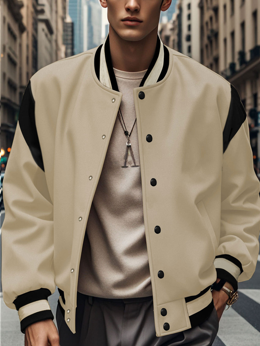Sporty bomber jacket for men with modern contrasts and breathable materials Lune London