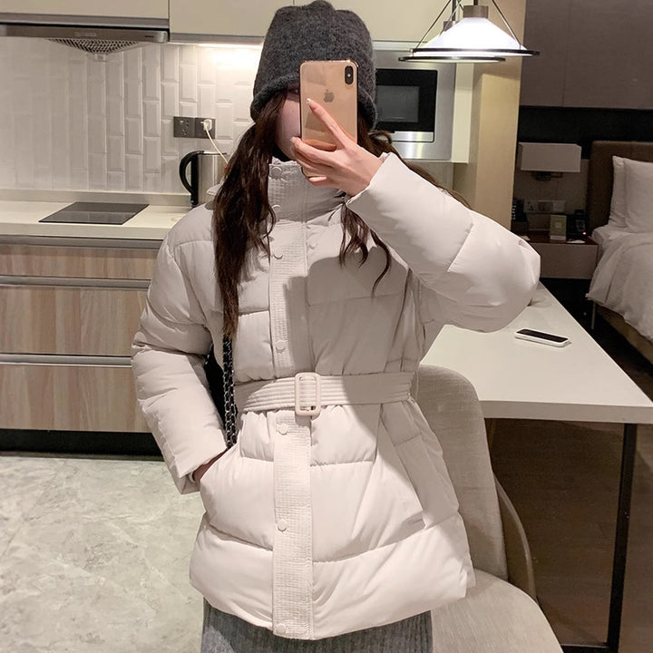 Ladies classic down jacket with high collar and practical pockets Lune London