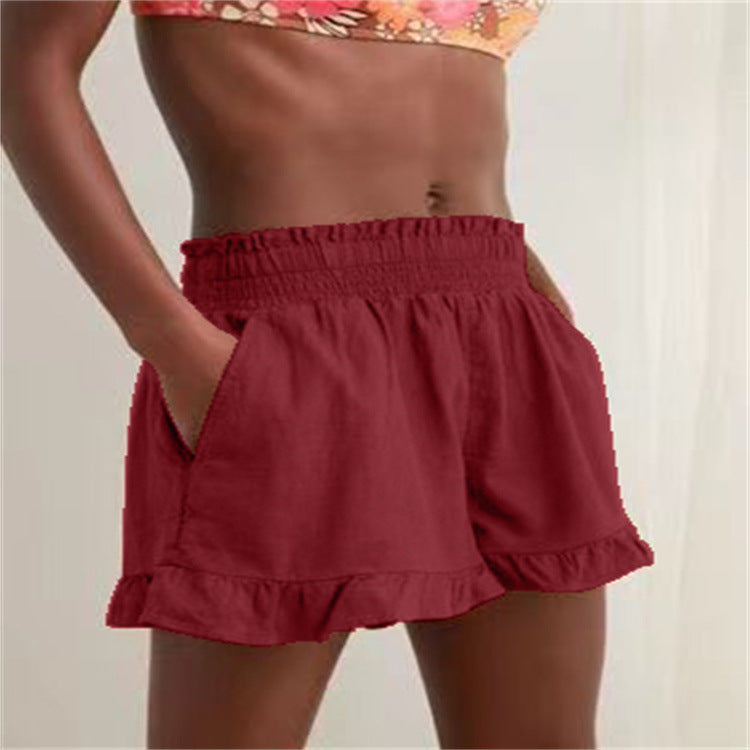 Women's leisure pants with ruffles and elastic waist Lune London