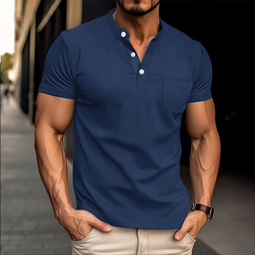 Men's polo with a modern collar and Lune London button details