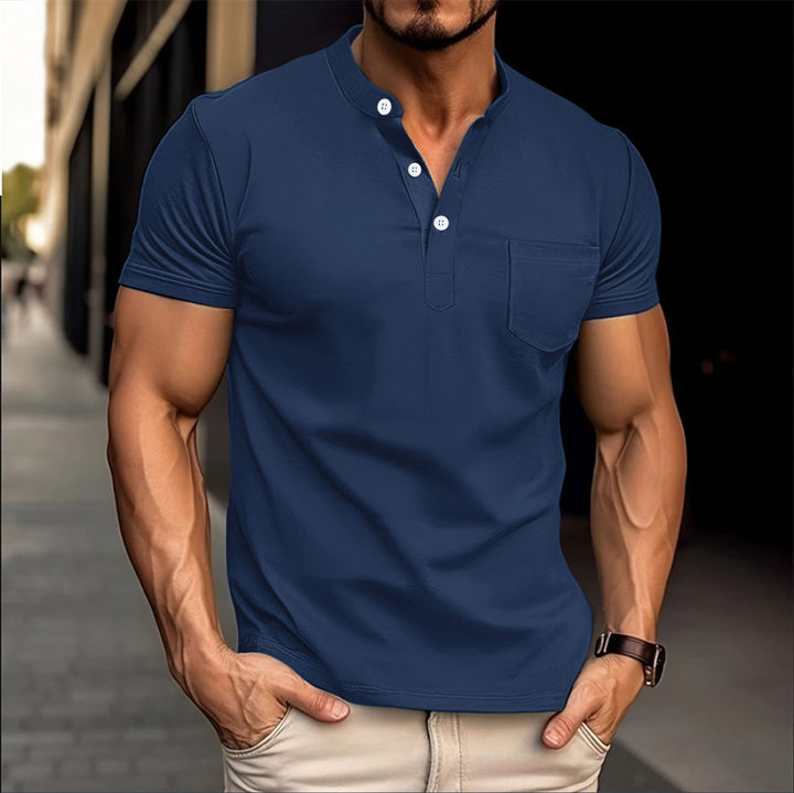 Men's polo with a modern collar and Lune London button details