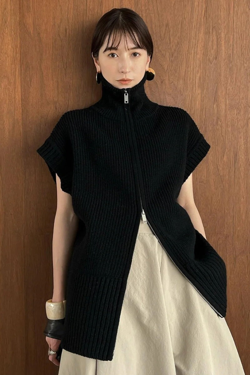 Poncho en tricot confortable pour femmes avec col montant Chic & Stil