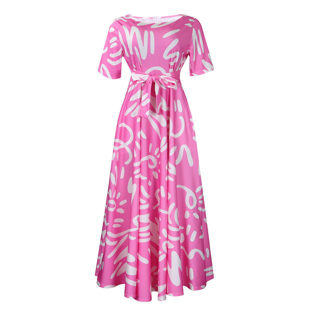 Maxi dress for women with a vivid graphic design and elegant sleeves Lune London