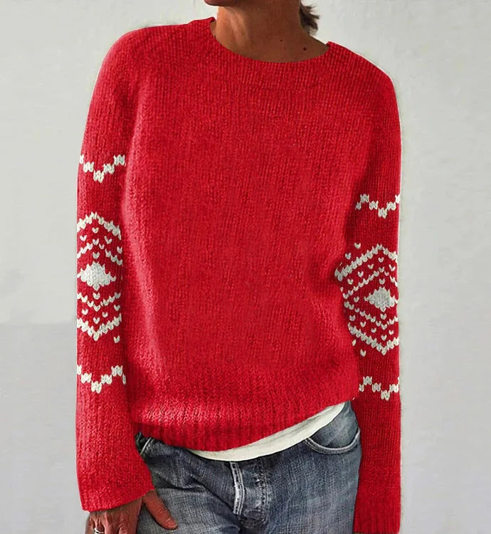 Pull en tricot doux pour femmes avec une broderie unique de flocon de neige Chic & Stil