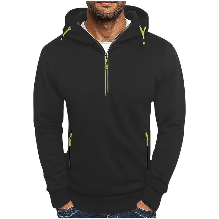 Men's fashionable hoodie with two pockets and half-zip Lune London