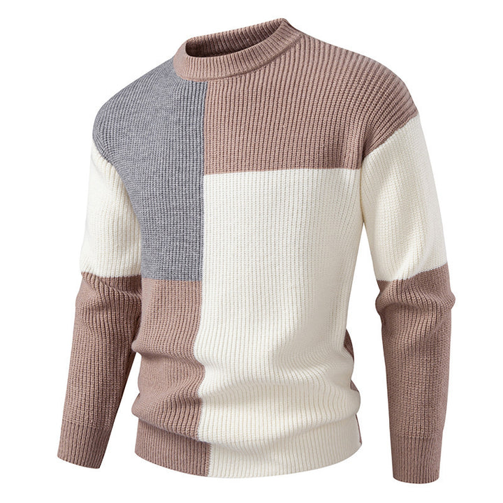 Colored textured fabric sweater for men with a modern fit and a round neck Lune London