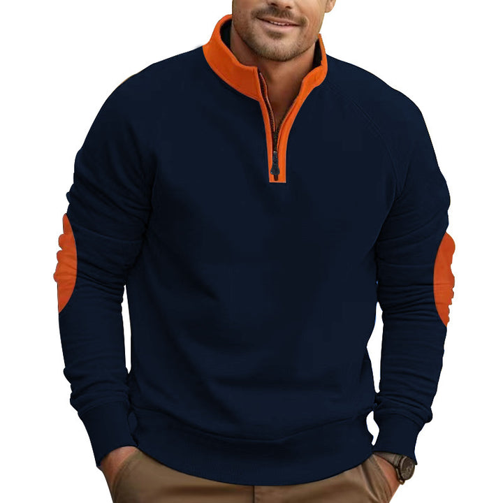 Men's comfortable hoodie with half zipper and contrasting sleeve cuffs Lune London