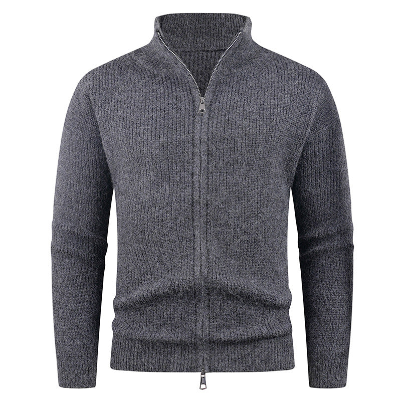 Knitted pullover for men with modern zipper and textured fabric Lune London
