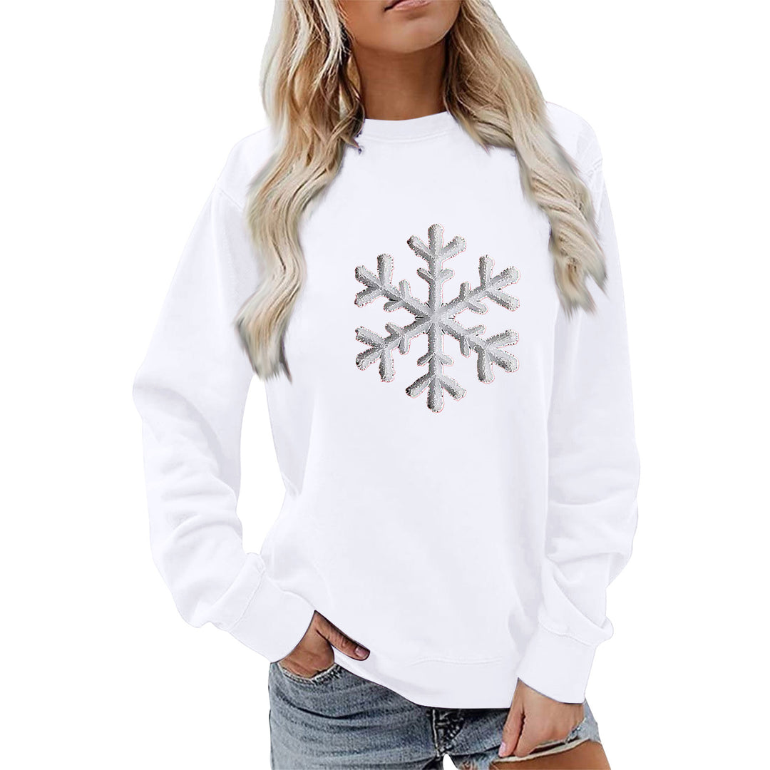 Sweat-shirt pour femmes avec design de flocon de neige brillant et coupe décontractée Chic & Stil