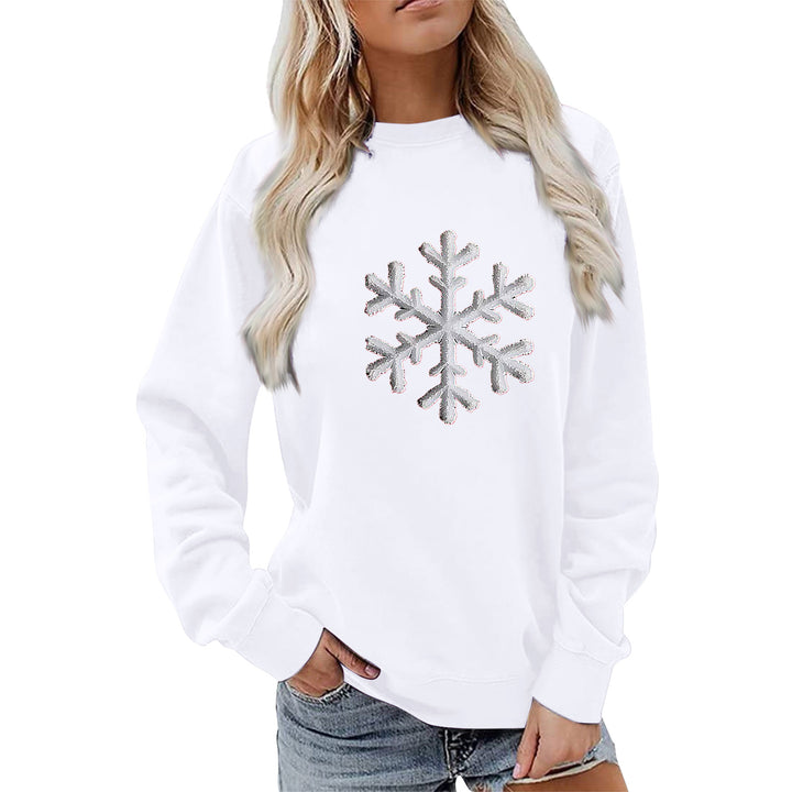 Sweat-shirt pour femmes avec design de flocon de neige brillant et coupe décontractée Chic & Stil