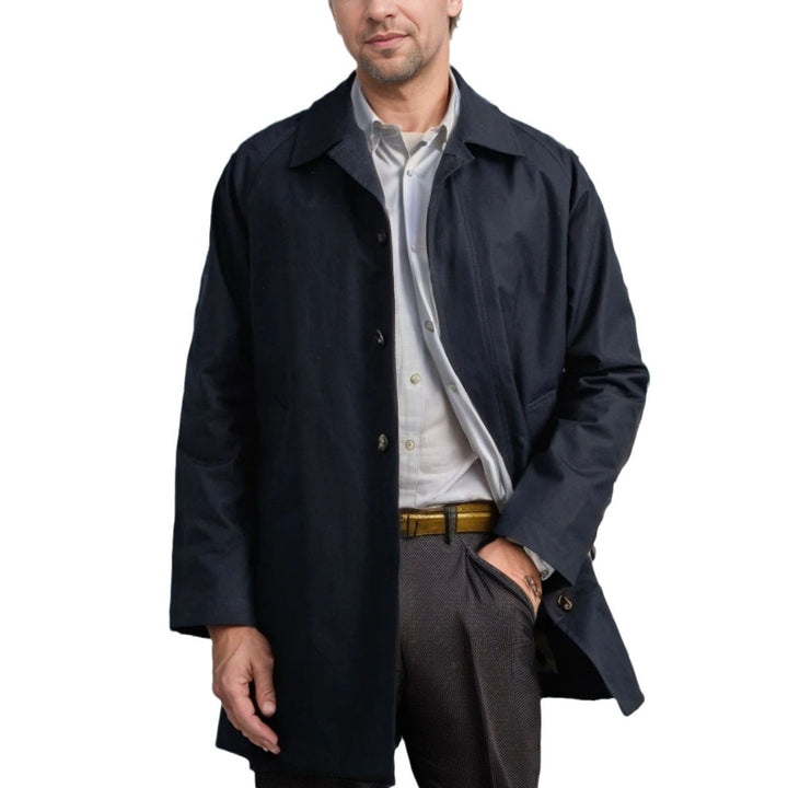 Lightweight transitional jacket for men with a minimalist design featuring practical buttons and large pockets Lune London