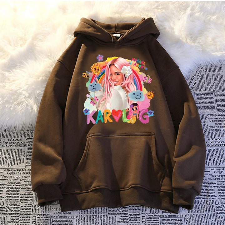 Women's hoodie with creative print and practical kangaroo pocket Lune London