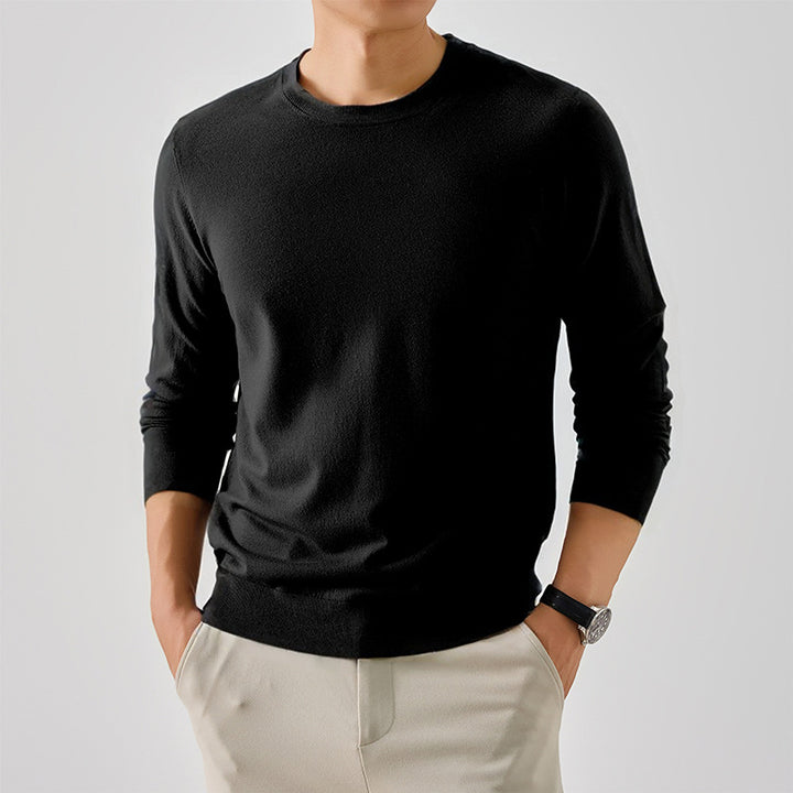Classic crew neck sweater for men in fine wool Chic und Stil
