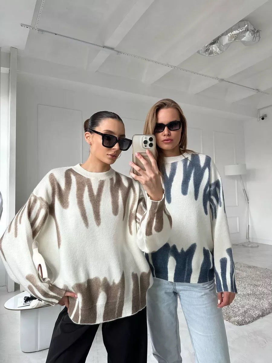 Pull femme décontracté en tricot avec motif unique Lune London