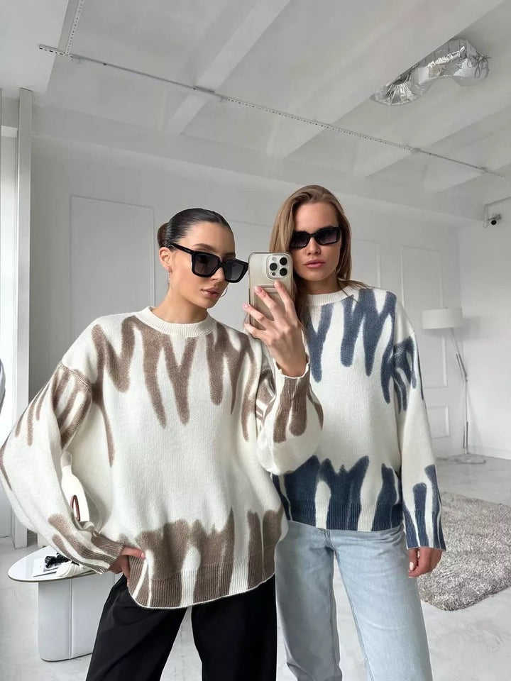 Pull femme décontracté en tricot avec motif unique Lune London