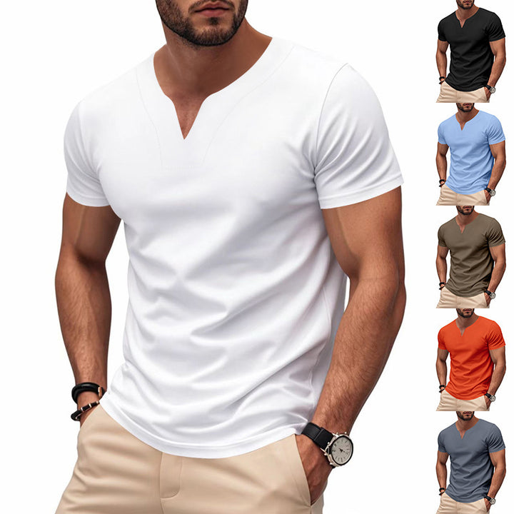 Men's modern V-neck t-shirt in breathable material Lune London