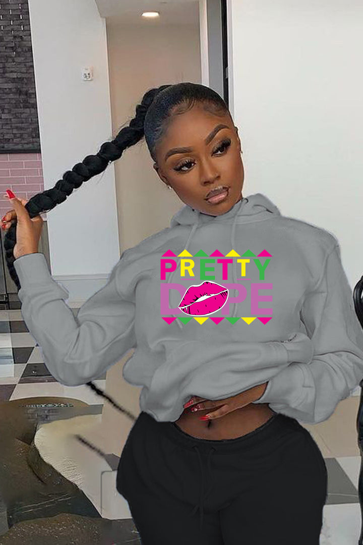 Ladies Hoodie with Creative Graphic Print Lune London