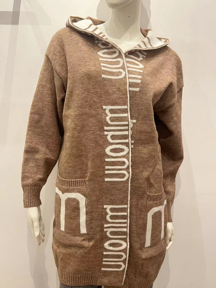 Knitted jacket for women with high collar and pockets Lune London