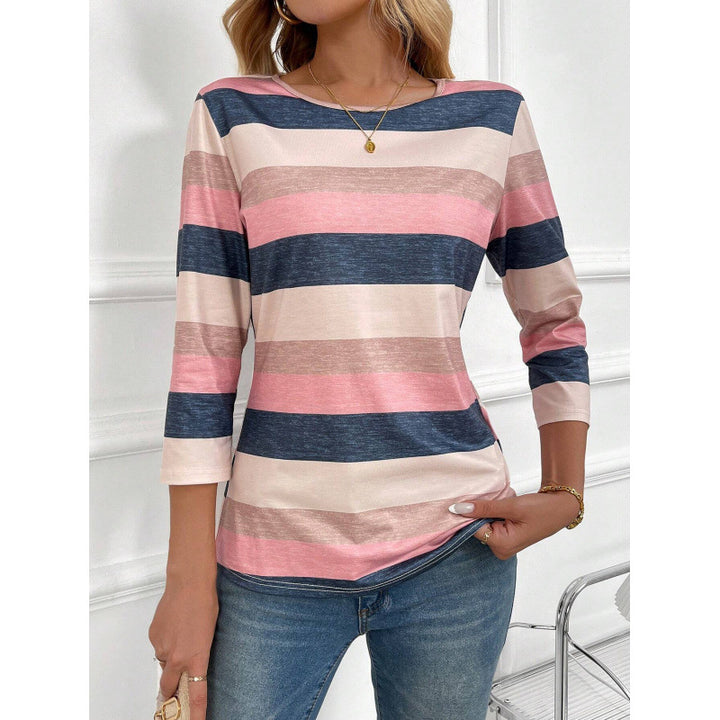 Long Sleeve Women's T-Shirt with Stylish Stripes Lune London