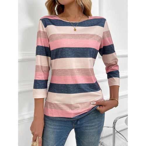 Long Sleeve Women's T-Shirt with Stylish Stripes Lune London