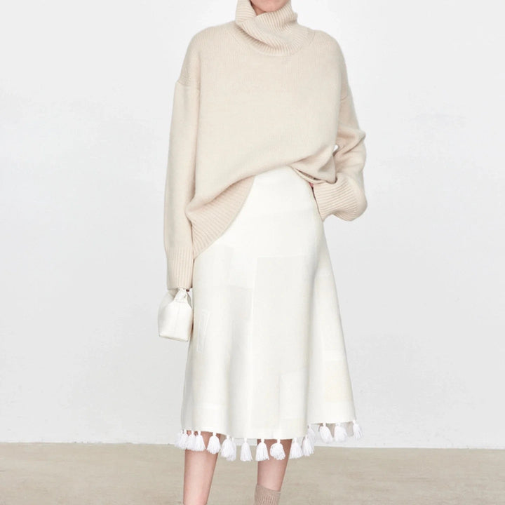 Women's Oversized Turtleneck Sweater with Ribbed Texture Lune London