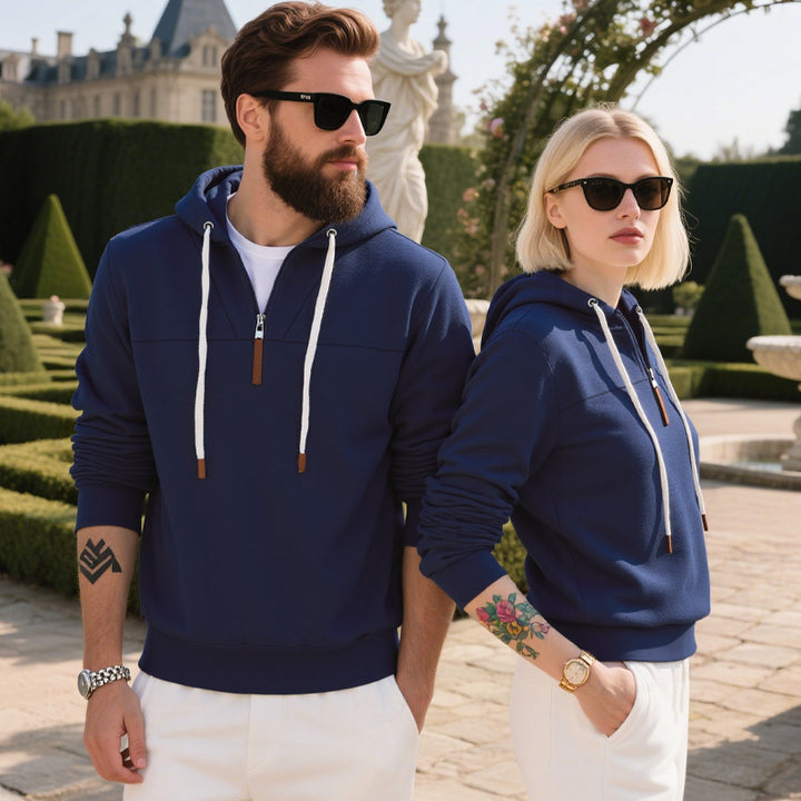 Men's Fleece Hoodie with modern zipper and kangaroo pocket Lune London