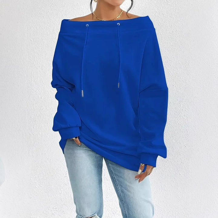 Oversized sweater for women with open shoulder seams and drawstrings Lune London