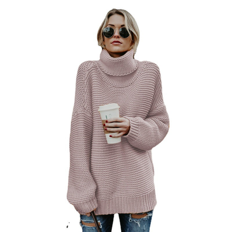 Thick knit sweater for women with a high turtleneck and a relaxed fit Lune London