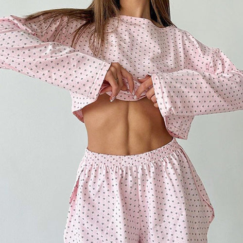 Short sleeve pajama set for women with ruffle details Lune London