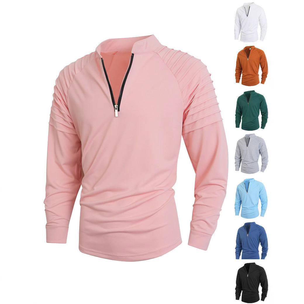 Men's long sleeve shirt with modern high collar and zipper Lune London