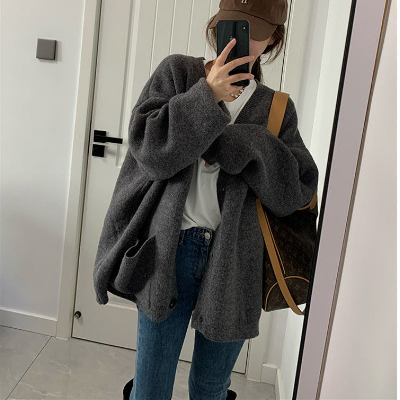 Gilet surdimensionné pour femmes avec poches pratiques et décolleté en V