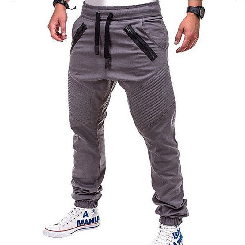 Men's cargo pants with zipper pockets and ribbed knit details Lune London