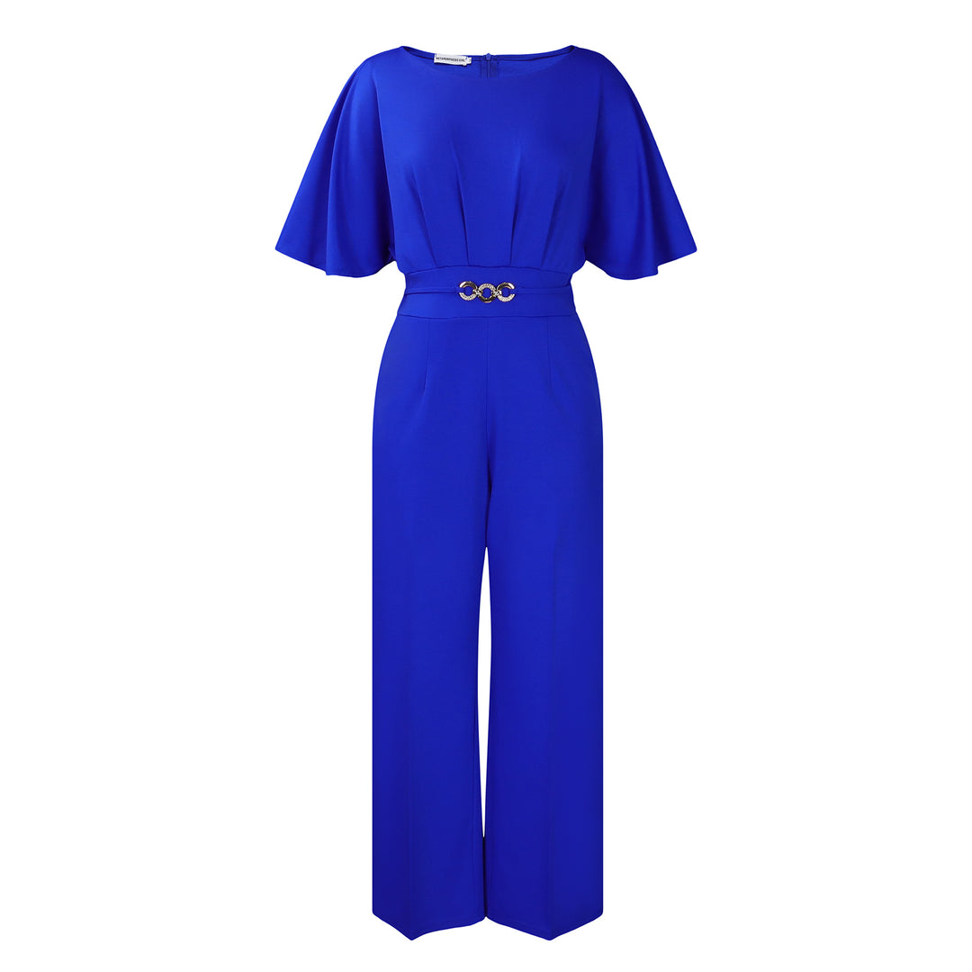 Ladies Elegant Jumpsuit with Flared Leg and Chic Decorative Belt and Style