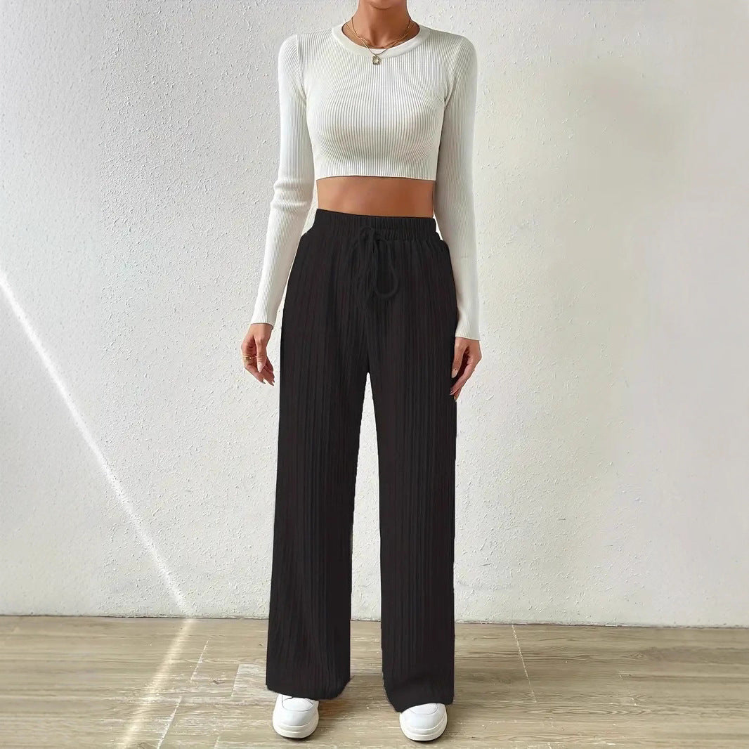 Ladies Comfortable Fabric Pants with Textured Surface Lune London