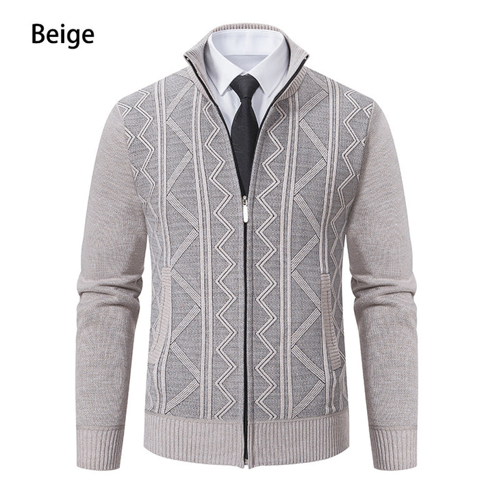 Elegant knitted jacket for men with high collar and zipper Lune London