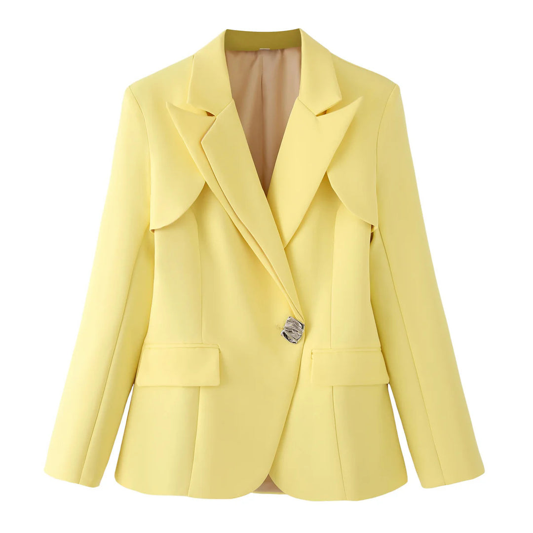Elegant blazer jacket for women with textured collar and shiny details Lune London