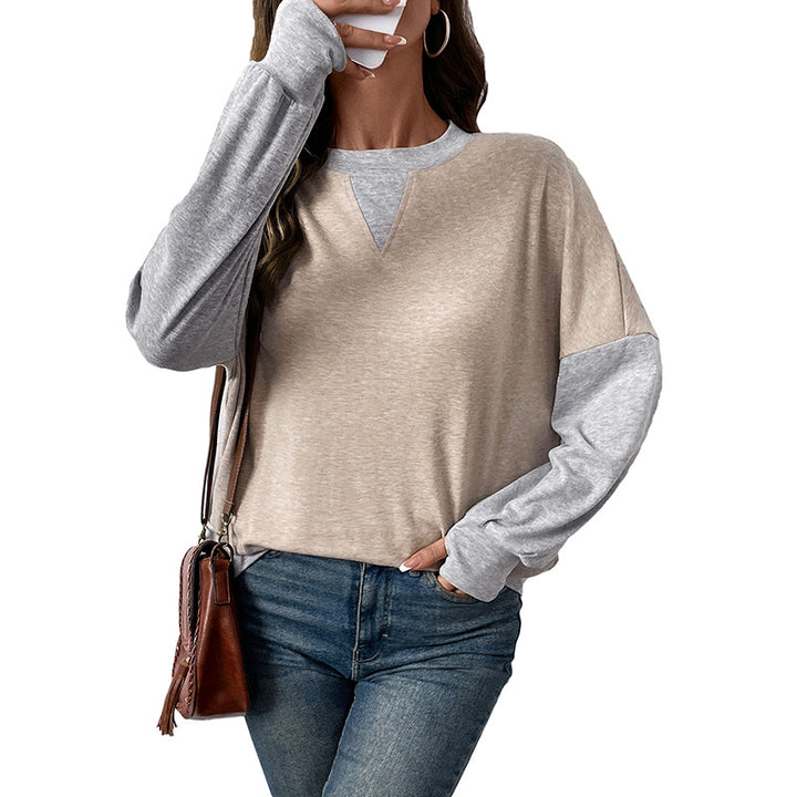 Ladies casual V-neck sweatshirt with contrast sleeves Lune London