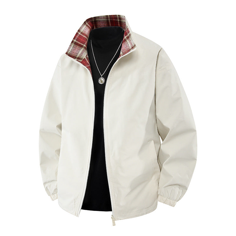 Lightweight bomber jacket for men with checkered collar Lune London