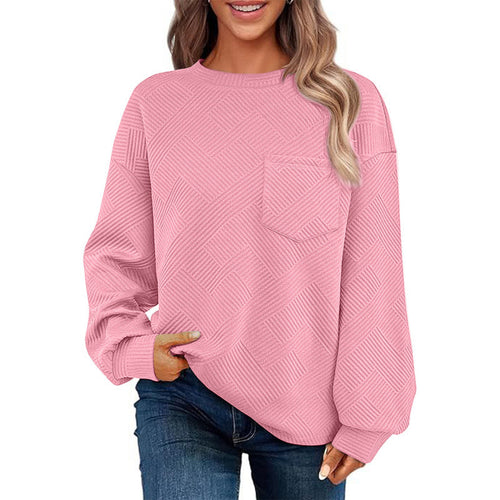 Casual sweater for women with textured pattern and practical chest pocket Lune London