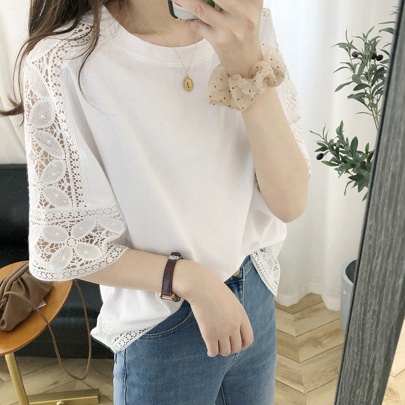 Women Elegant Top with Lace Sleeves Lune London