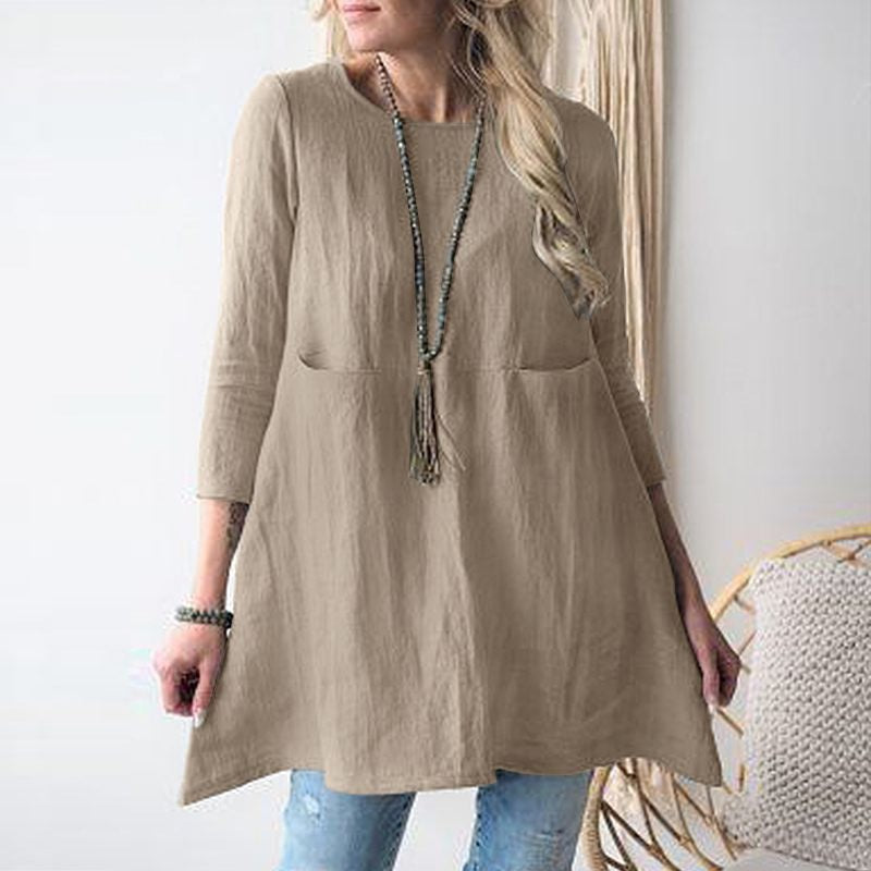 Casual tunic for women with side pockets and 3/4 sleeves Lune London